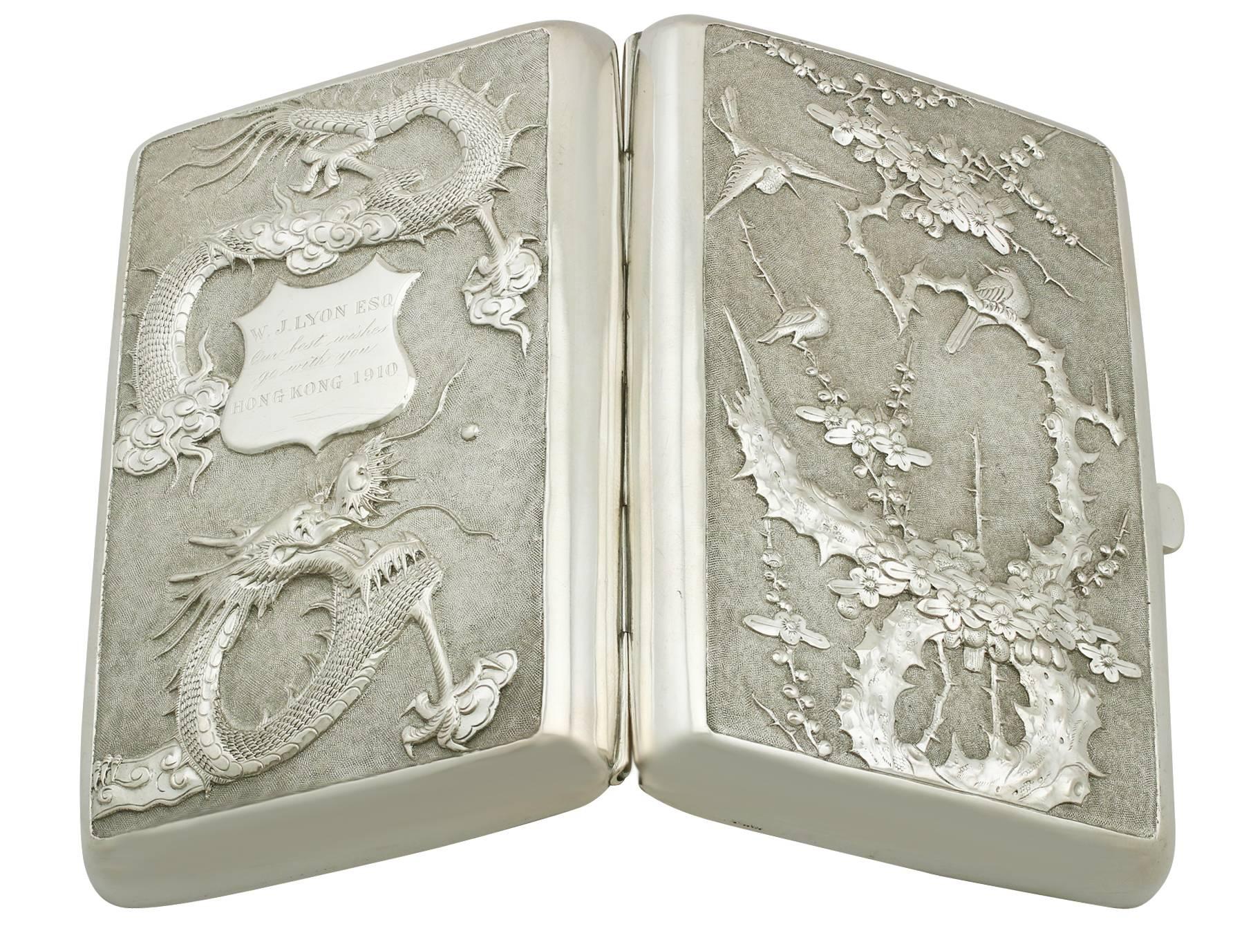 Antique Chinese Export Silver Cigarette Case In Excellent Condition In Jesmond, Newcastle Upon Tyne