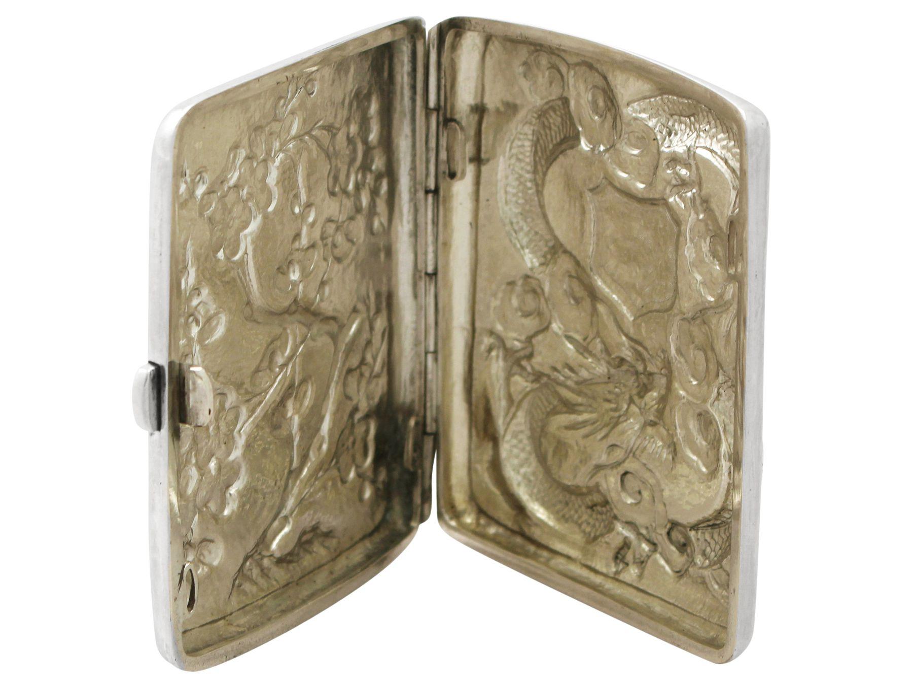 Early 20th Century Antique Chinese Export Silver Cigarette Case For Sale