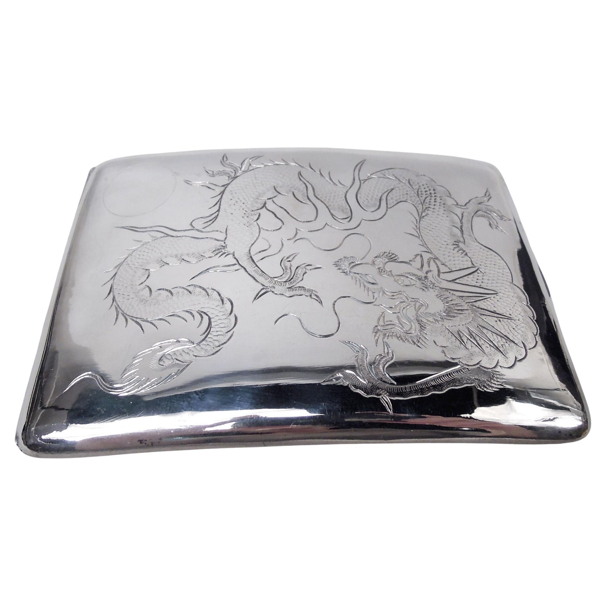 Antique Chinese Export Silver Cigarette Case For Sale