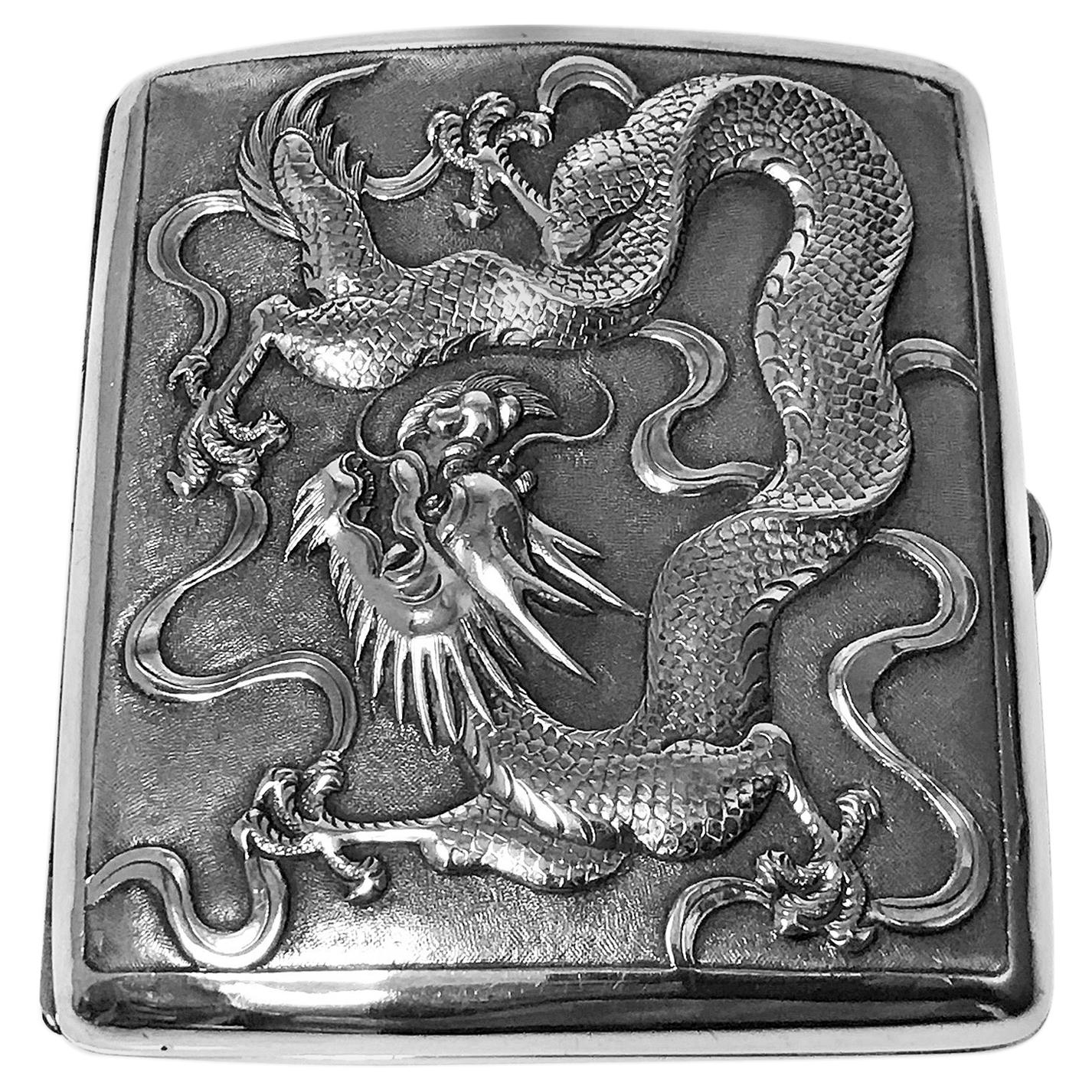 Antique Chinese Export Silver Cigarette Case, TC for Tuck Chang, circa 1900