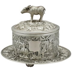 Antique Chinese Export Silver Covered Serving Dish