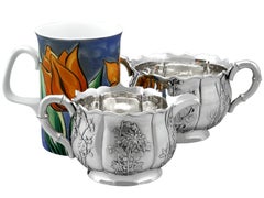 Antique Chinese Export Silver Cream Jug and Sugar Bowl