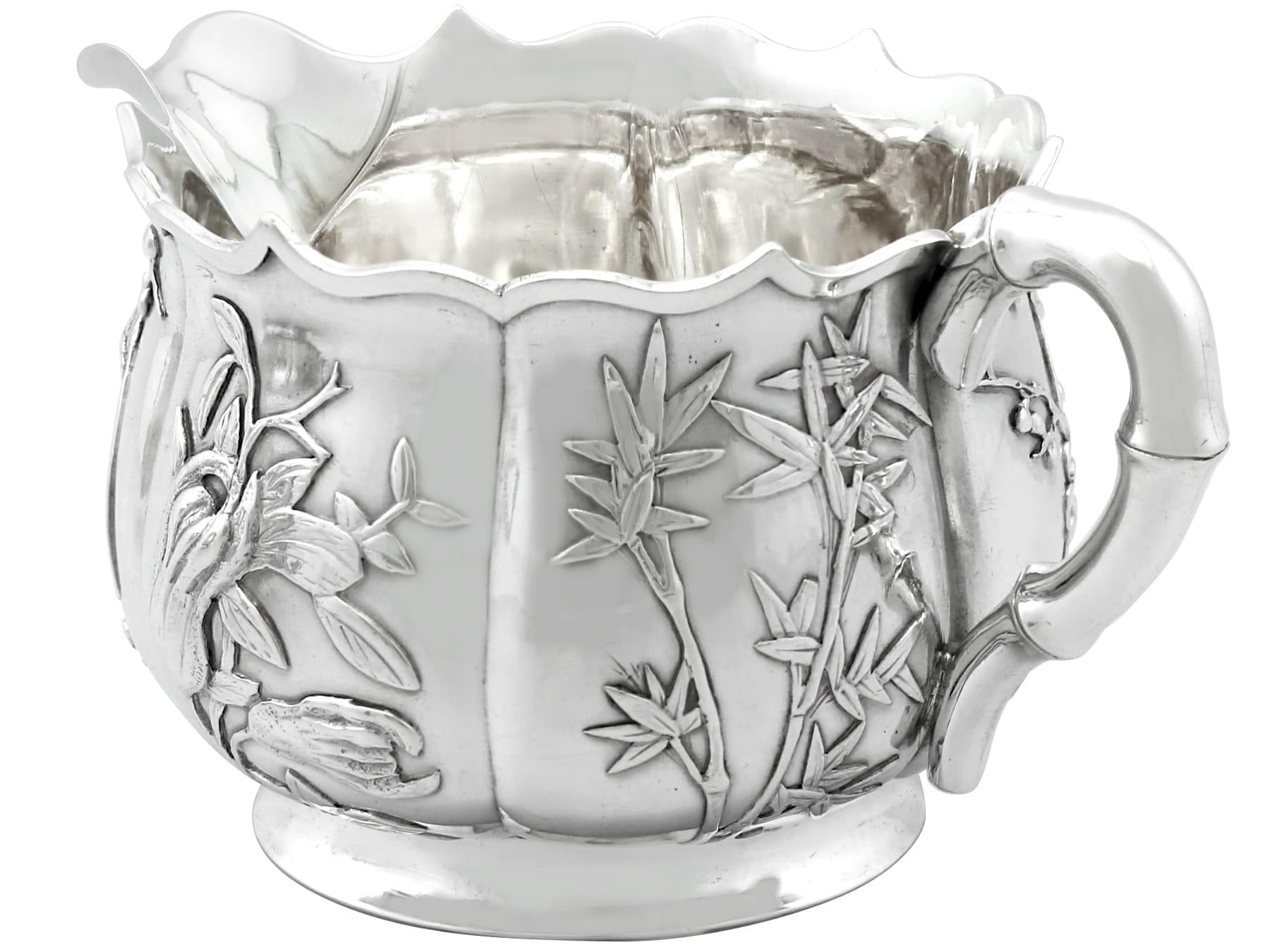 Antique Chinese Export Silver Cream Jug and Sugar Bowl For Sale 2