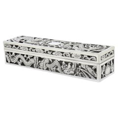 Antike chinesische Export Silber Cricket Box von Cum Wo