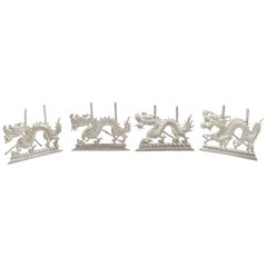 Antique Chinese Export Silver 'Dragon' Card or Menu Holders, circa 1890