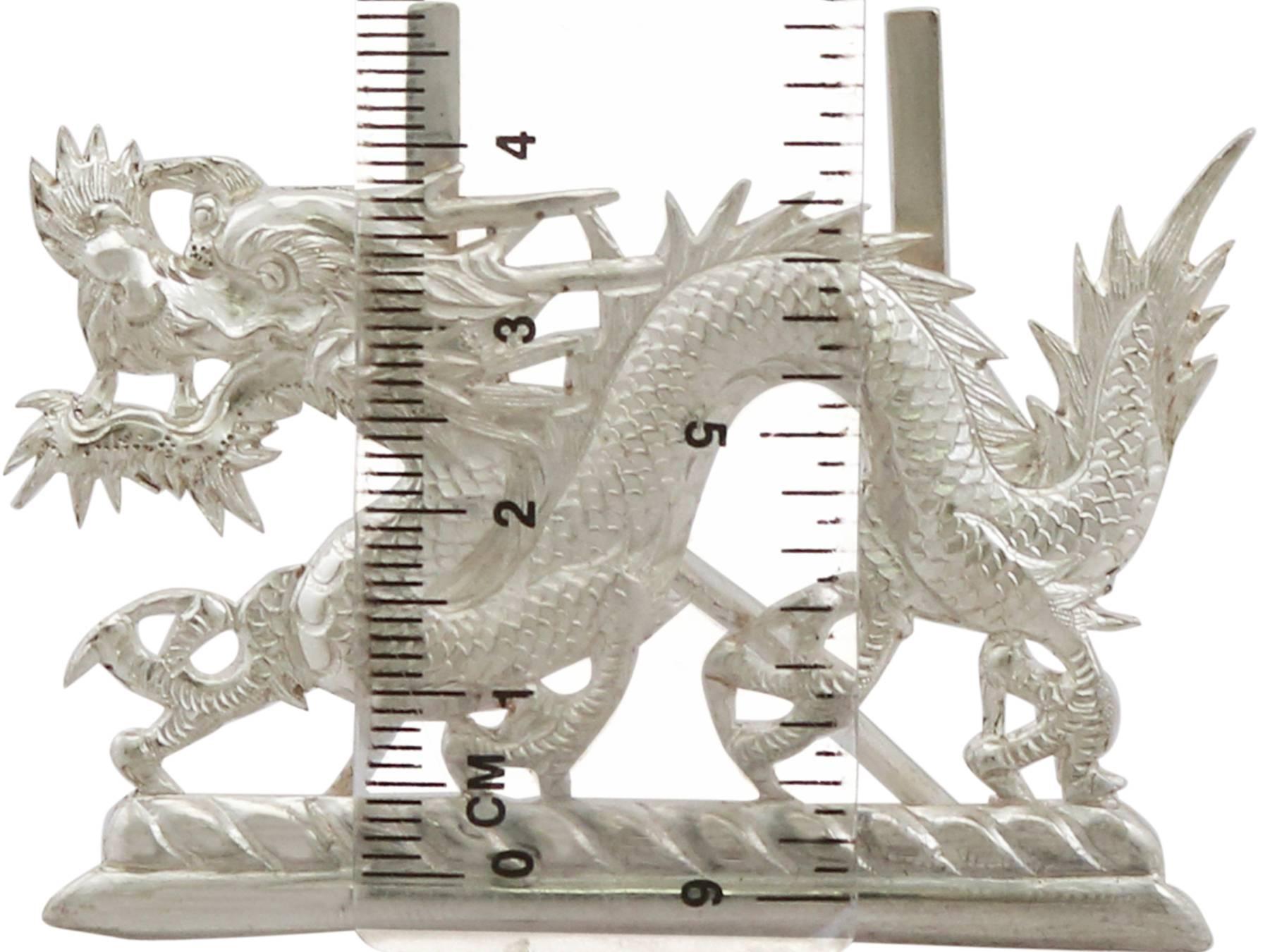 Antique Chinese Export Silver 'Dragon' Card or Menu Holders, circa 1890 3
