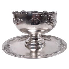 Antique Chinese Export Silver Dragon Centerpiece Bowl on Stand