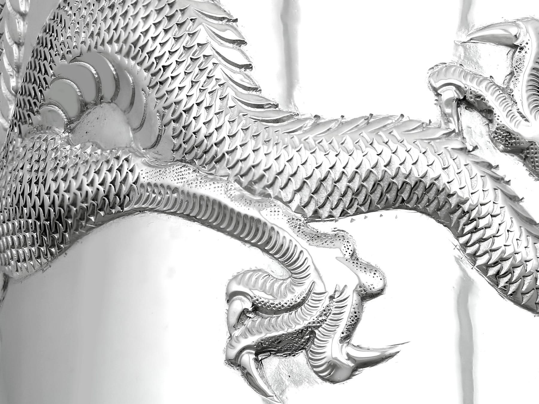 Antique Chinese Export Silver Dragon Mug Circa 1890 For Sale 6