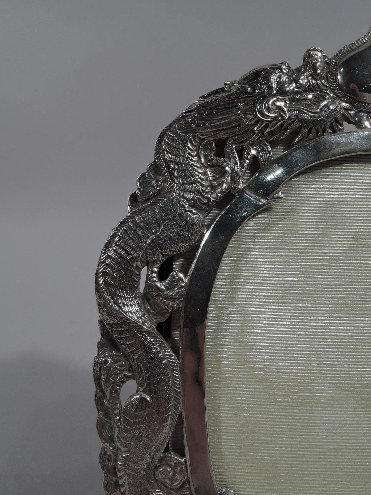 20th Century Antique Chinese Export Silver Dragon Picture Frame
