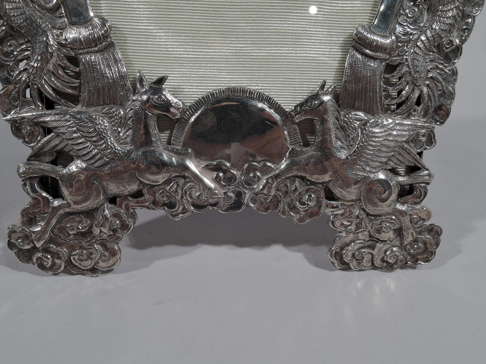 Antique Chinese Export Silver Dragon Picture Frame 1
