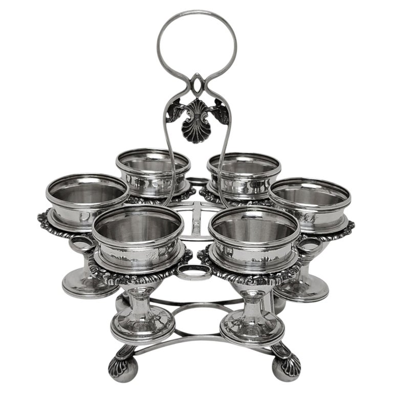 Antique Chinese Export Silver Egg Cruet Stand c. 1825 retailed by Wo Shing