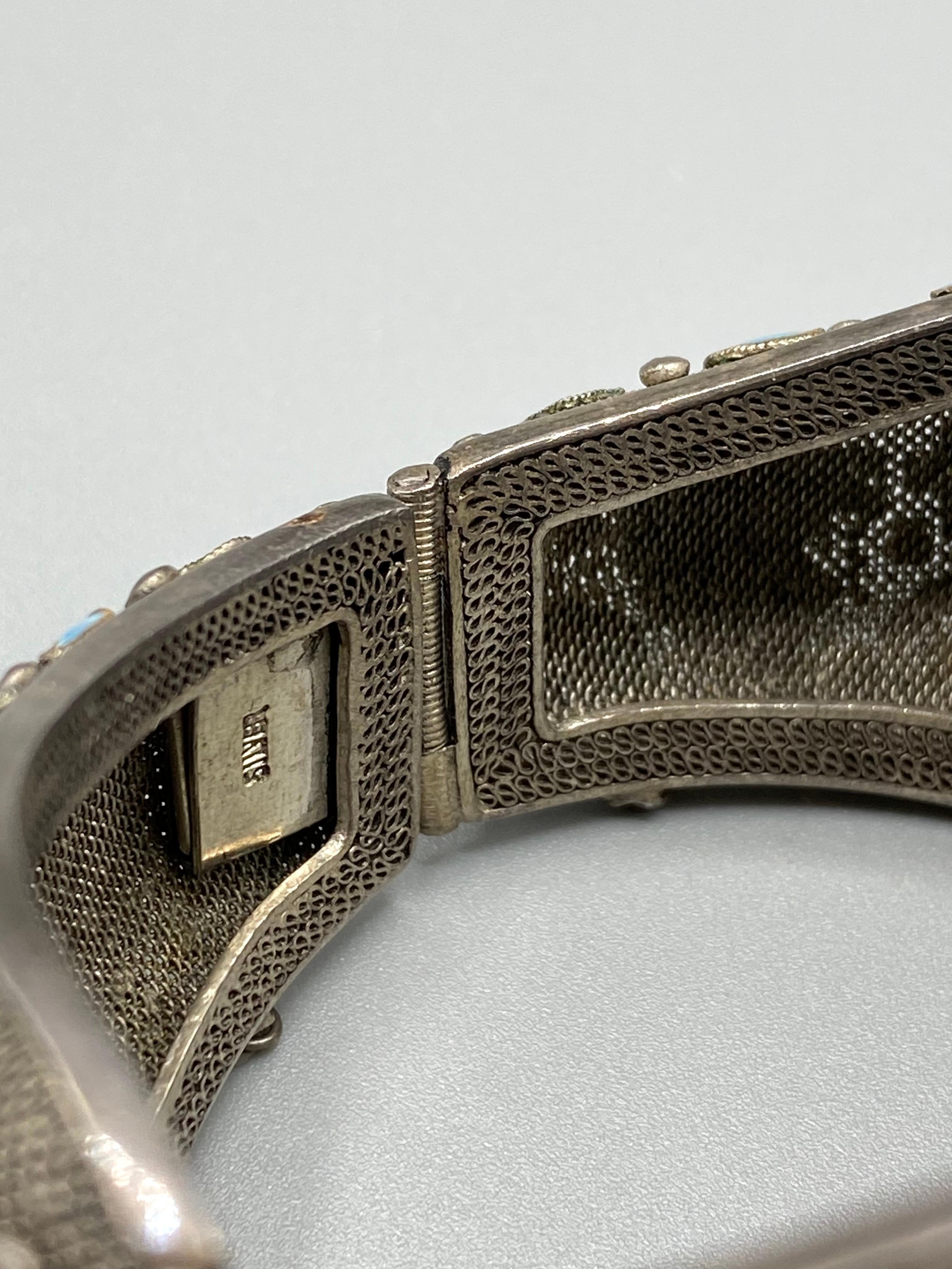 Antikes chinesisches Export-Armband aus Silber, Emaille und geschnitzter weißer Jade im Angebot 14
