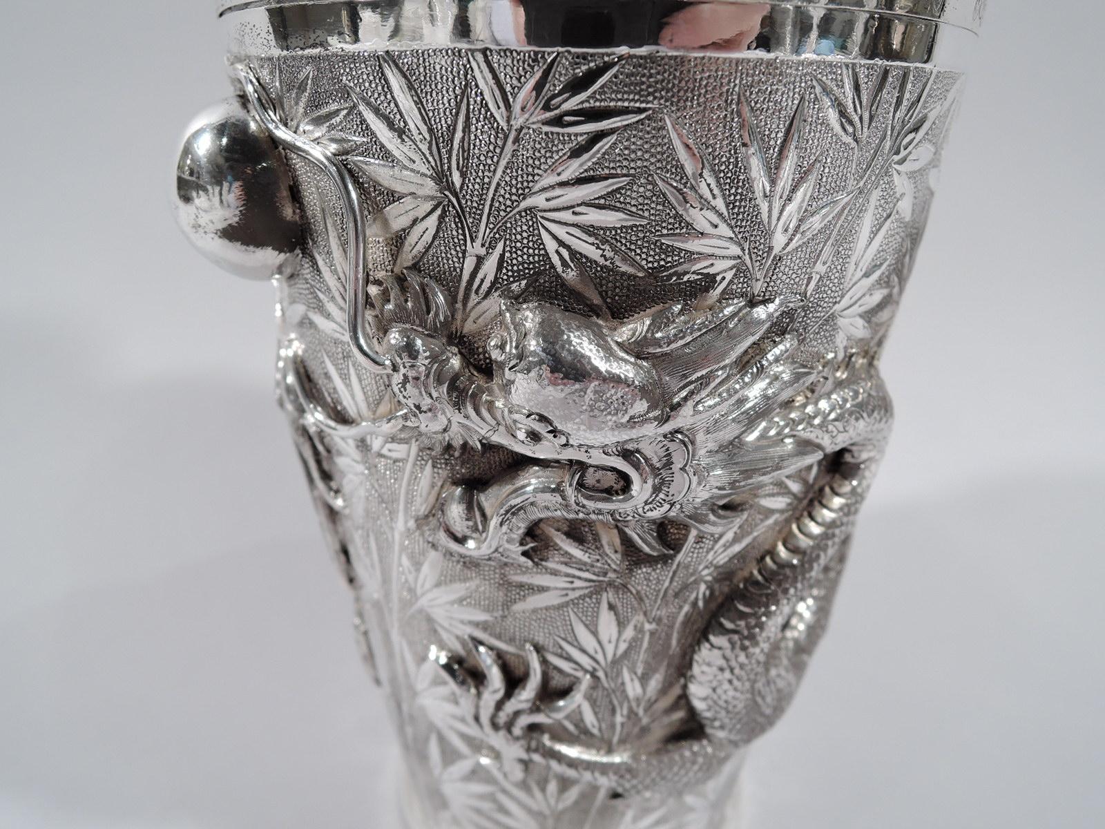 Antique Chinese Export Silver Firewater Dragon Cocktail Shaker 2