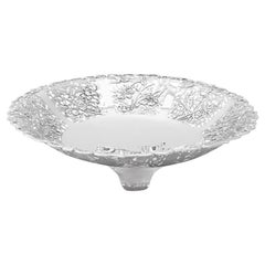 Ancienne coupe à fruits en argent d'exportation chinoise par Luen Hing, vers 1880