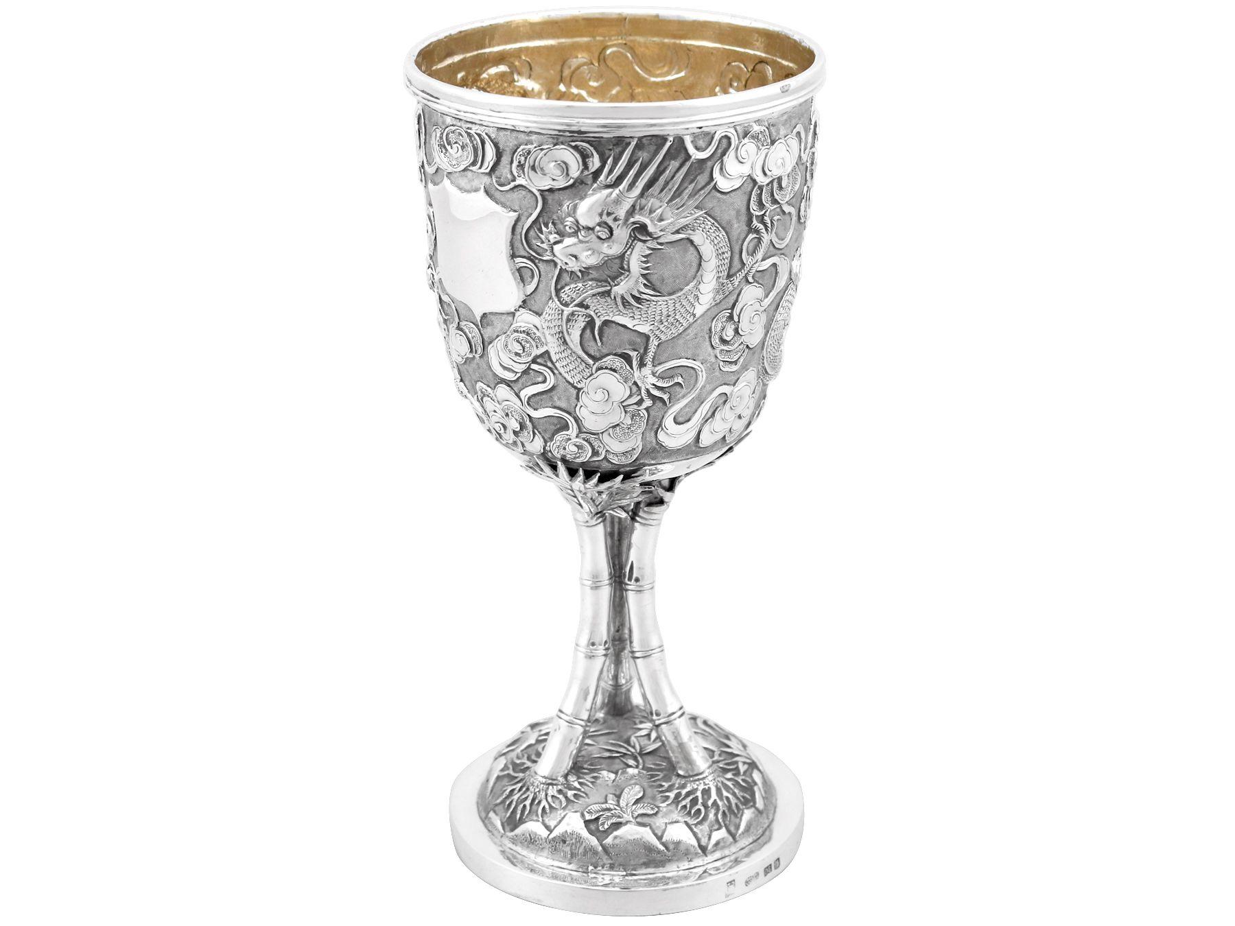 Antique Chinese Export Silver Goblet, circa 1900 In Excellent Condition For Sale In Jesmond, Newcastle Upon Tyne