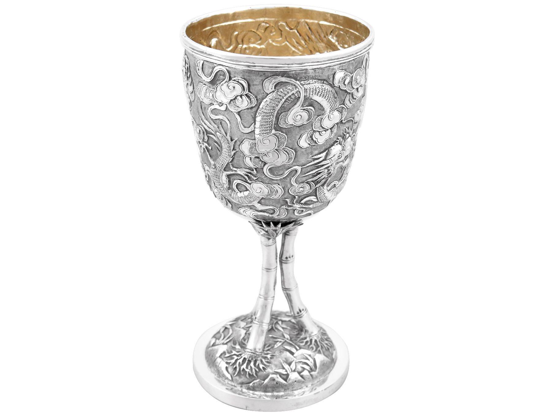 Early 20th Century Antique Chinese Export Silver Goblet, circa 1900 For Sale
