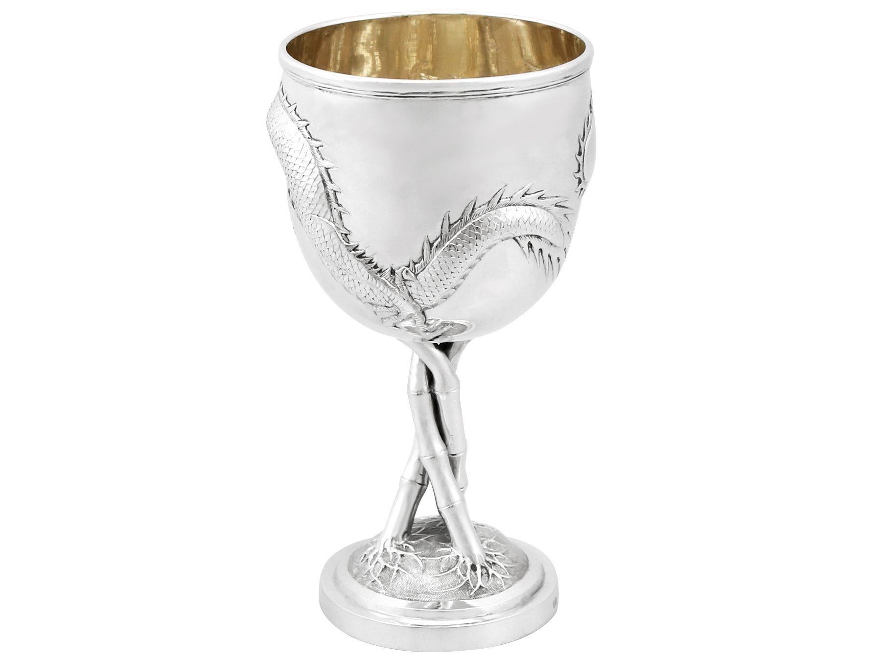 Antique Chinese Export Silver Goblet Circa 1900 In Excellent Condition For Sale In Jesmond, Newcastle Upon Tyne