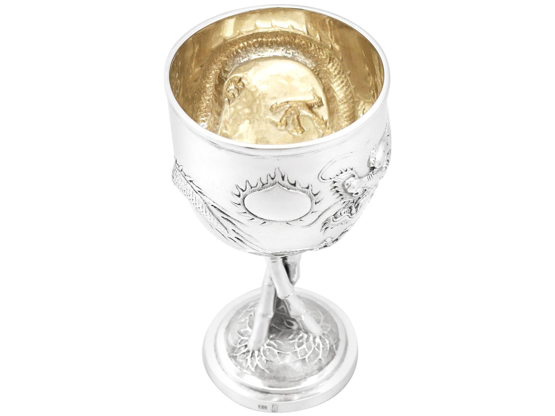 Antique Chinese Export Silver Goblet Circa 1900 For Sale 1
