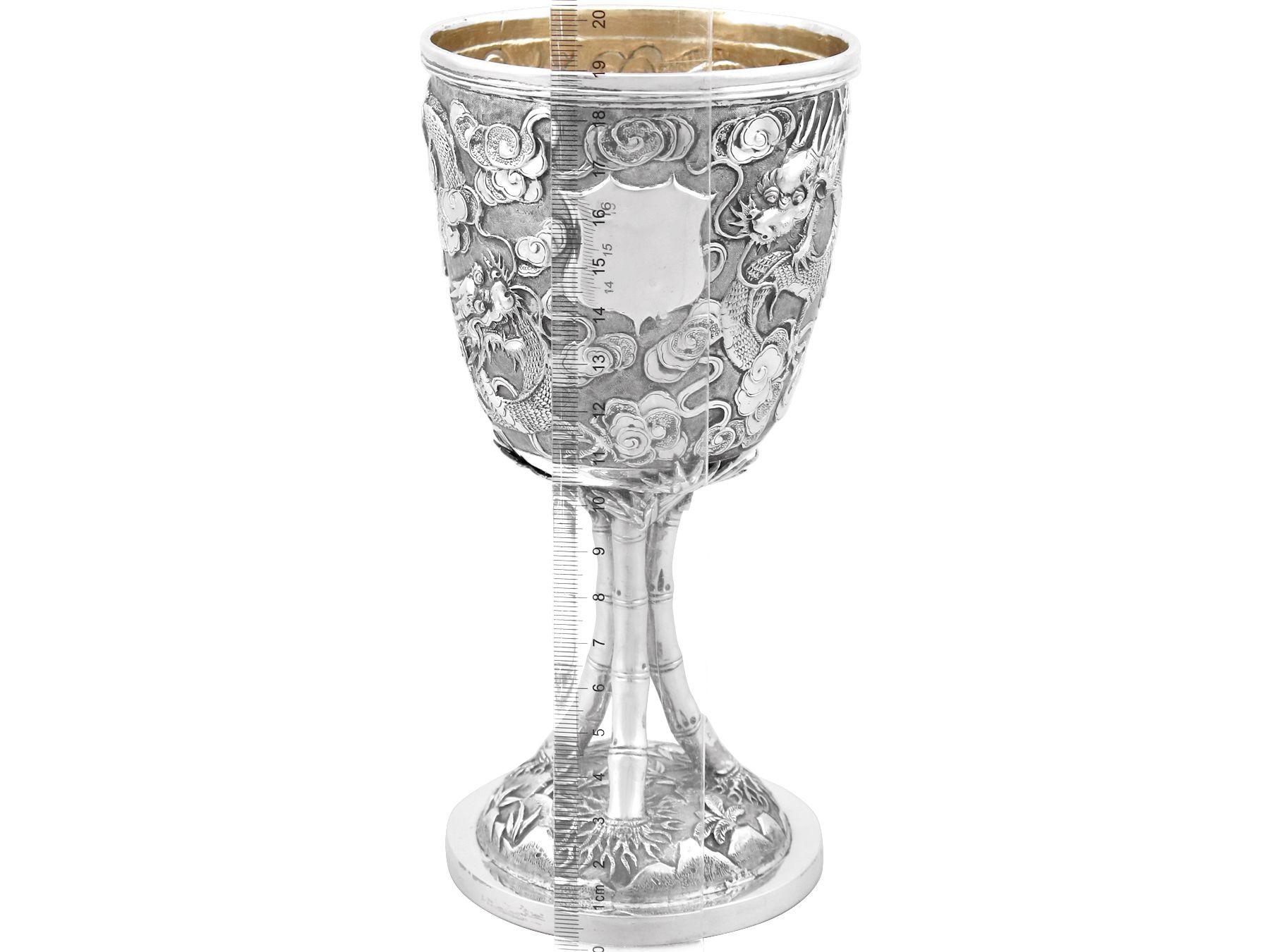 Antique Chinese Export Silver Goblet, circa 1900 For Sale 4