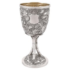 Antique Chinese Export Silver Goblet, Circa 1900