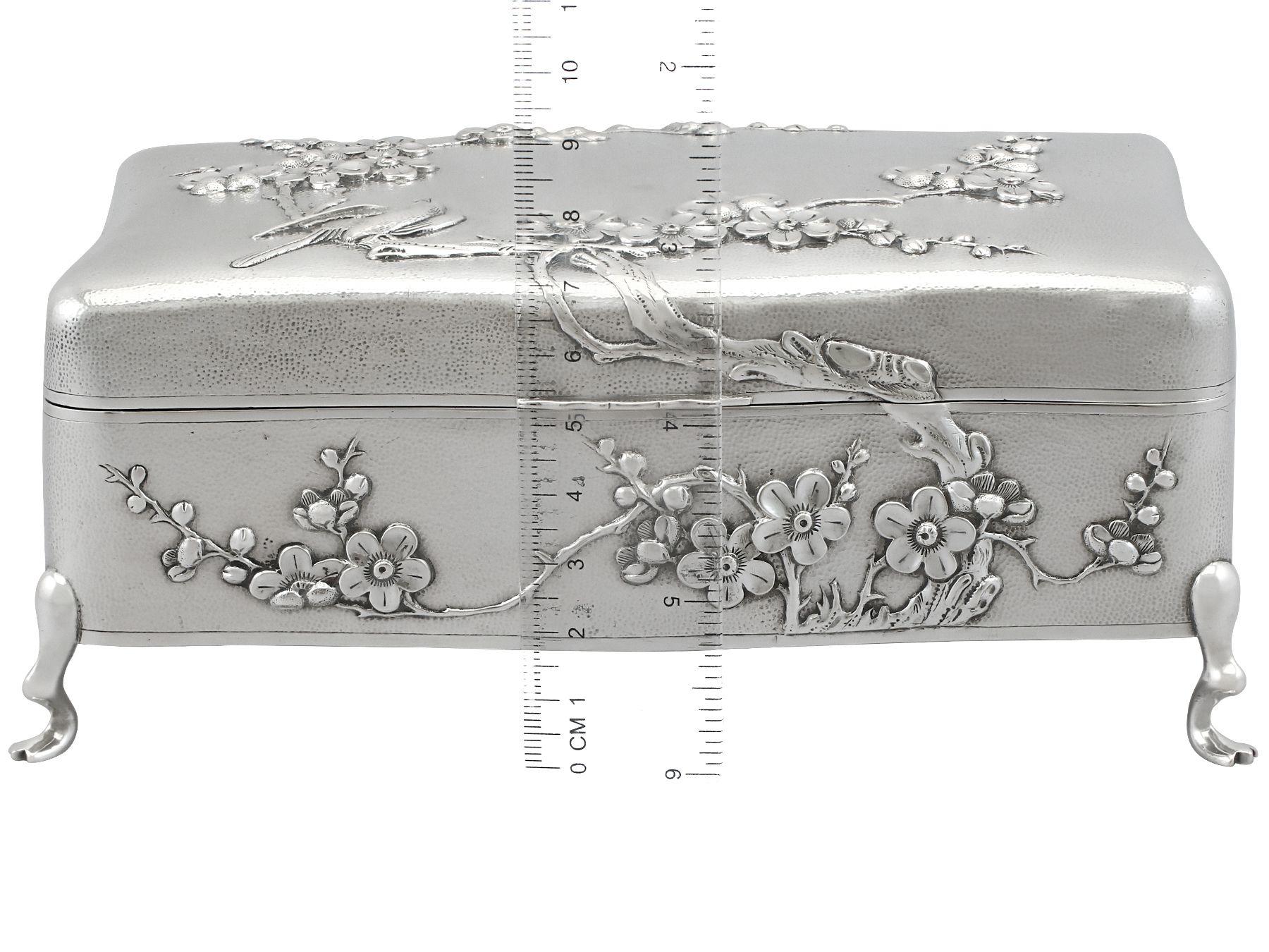 Antike chinesische Export-Silberschmuckkästchen aus Silber um 1895 im Angebot 4