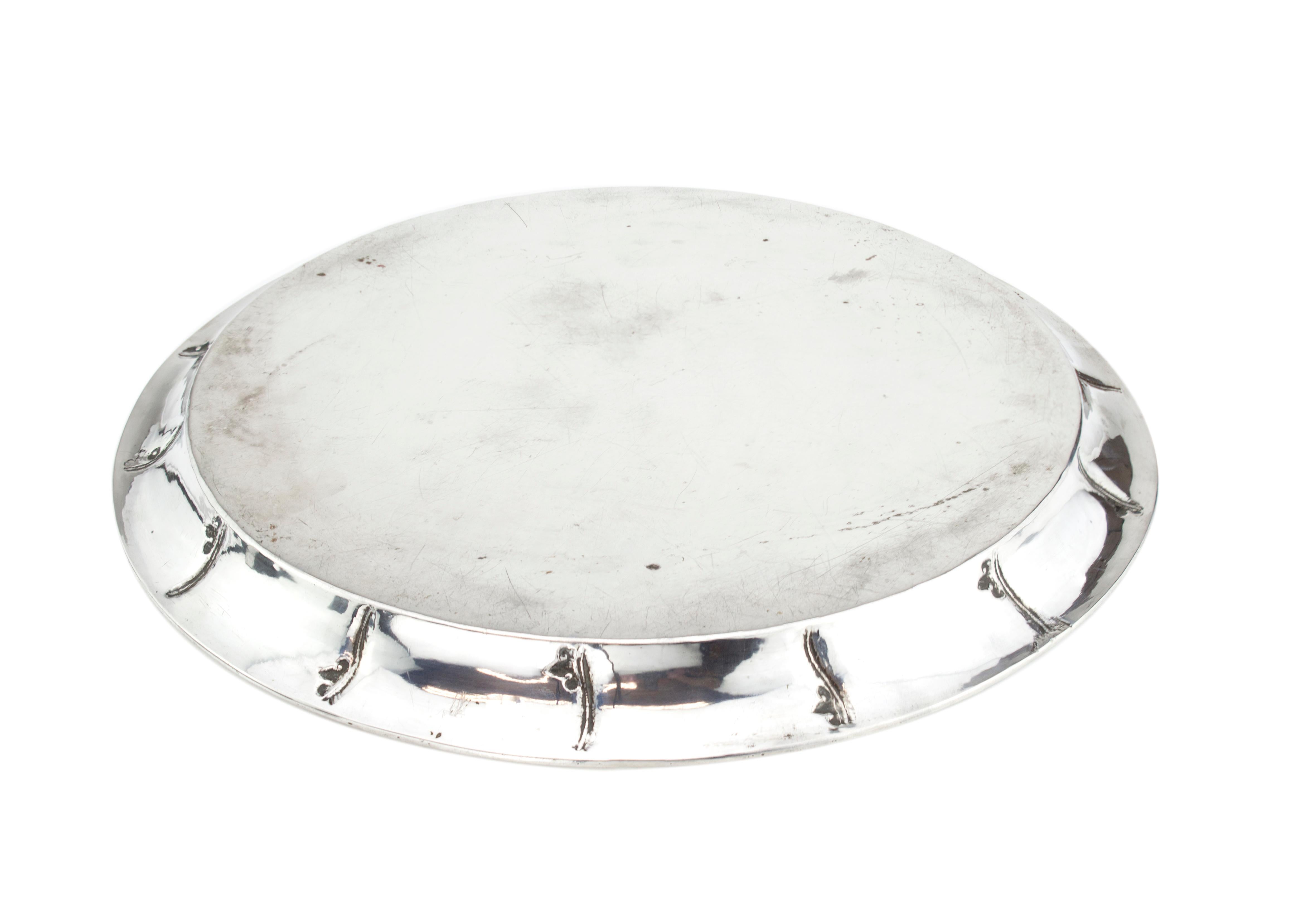 Antique Chinese Export Silver Large Tray In Good Condition For Sale In Braintree, GB