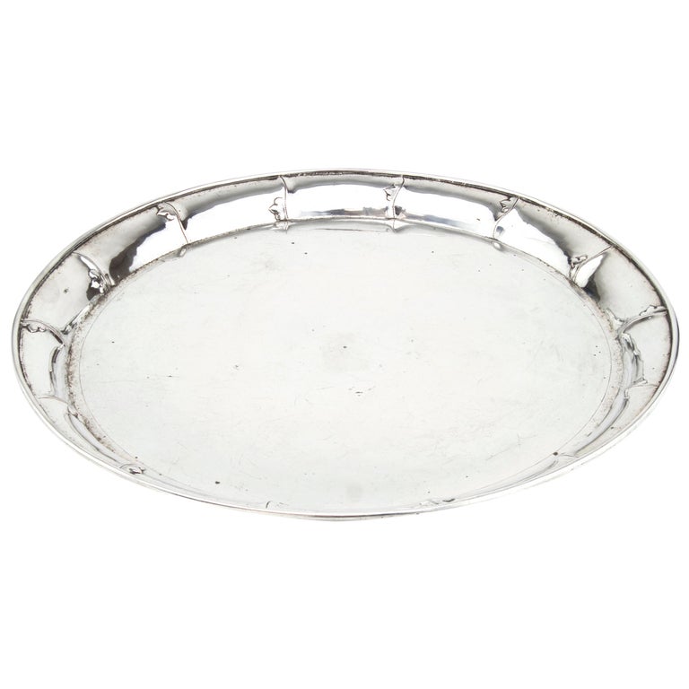 Antique Chinese Export Silver Large Tray For Sale at 1stDibs