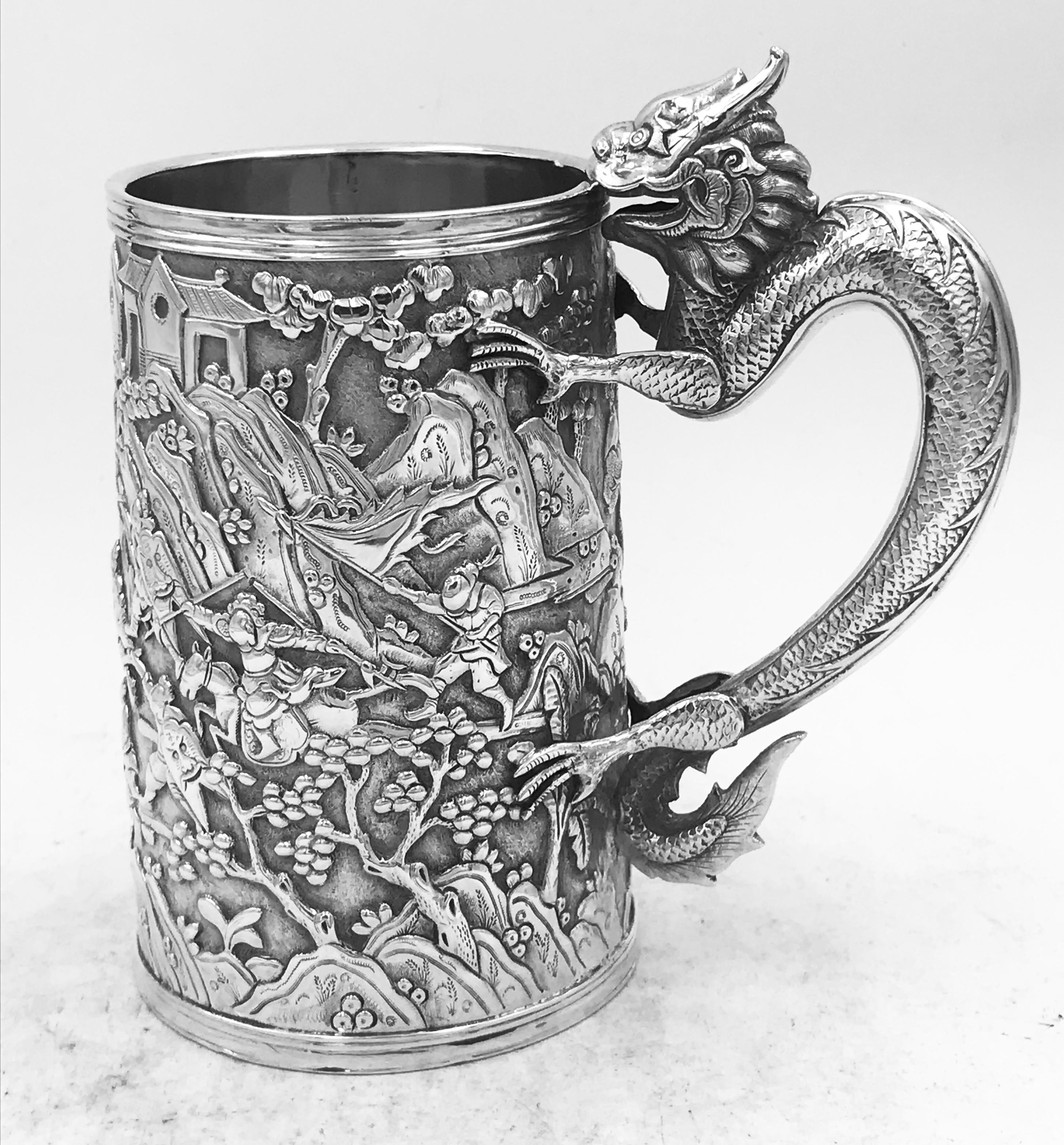 Antique Chinese Export Silver Mug In Good Condition In London, GB