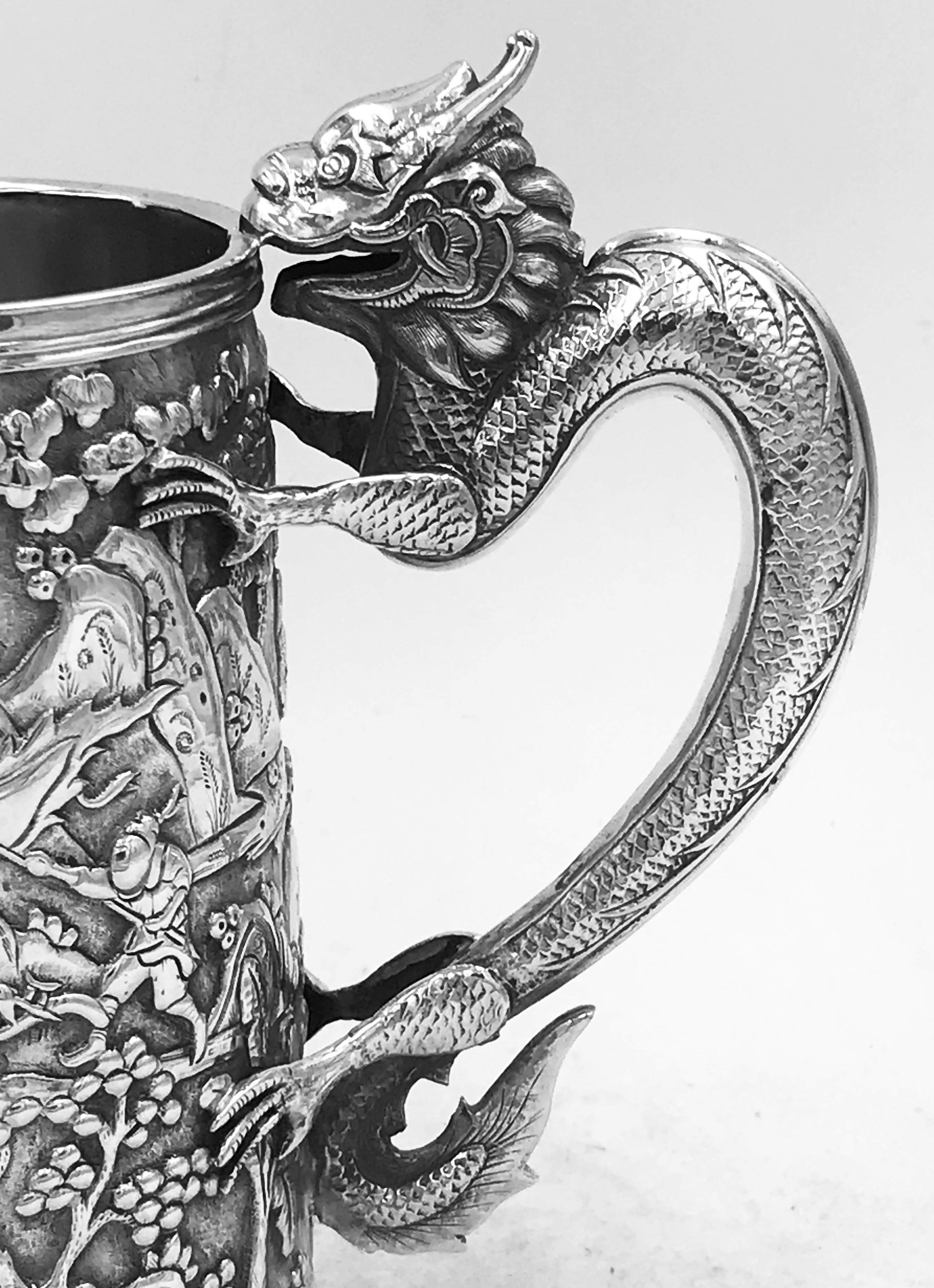 Sterling Silver Antique Chinese Export Silver Mug