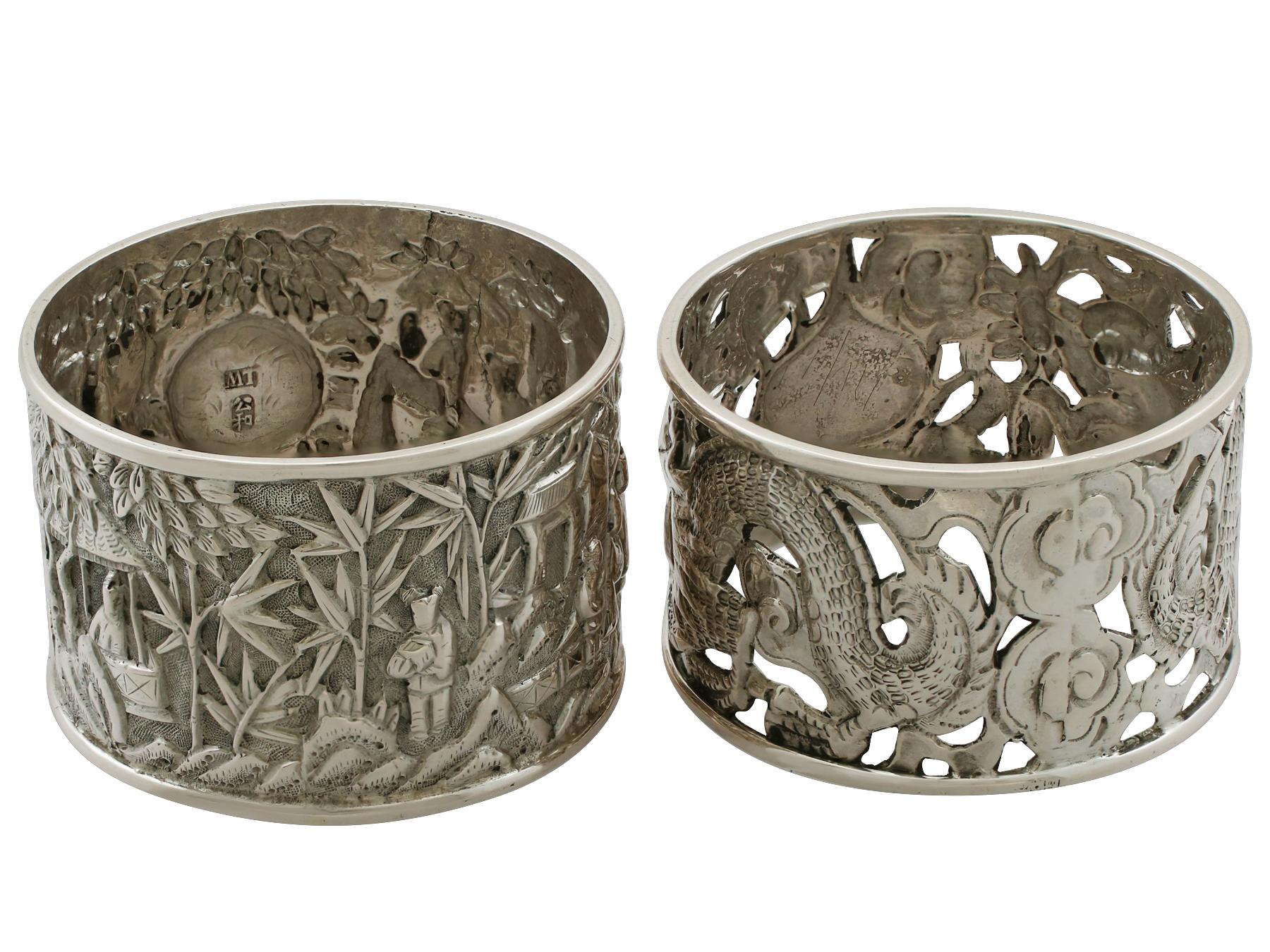 Antique Chinese Export Silver Napkin Rings 1