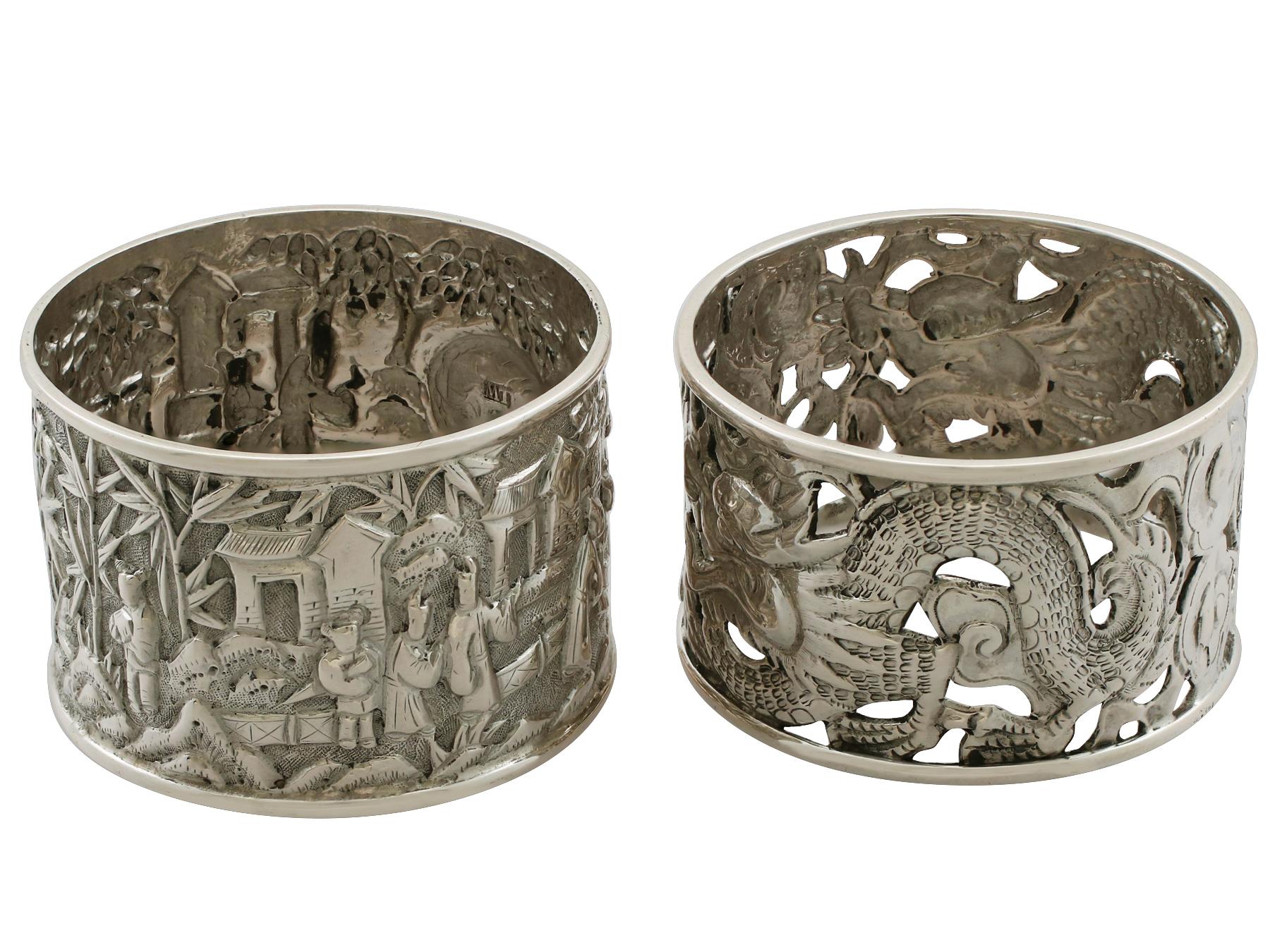 Antique Chinese Export Silver Napkin Rings 2