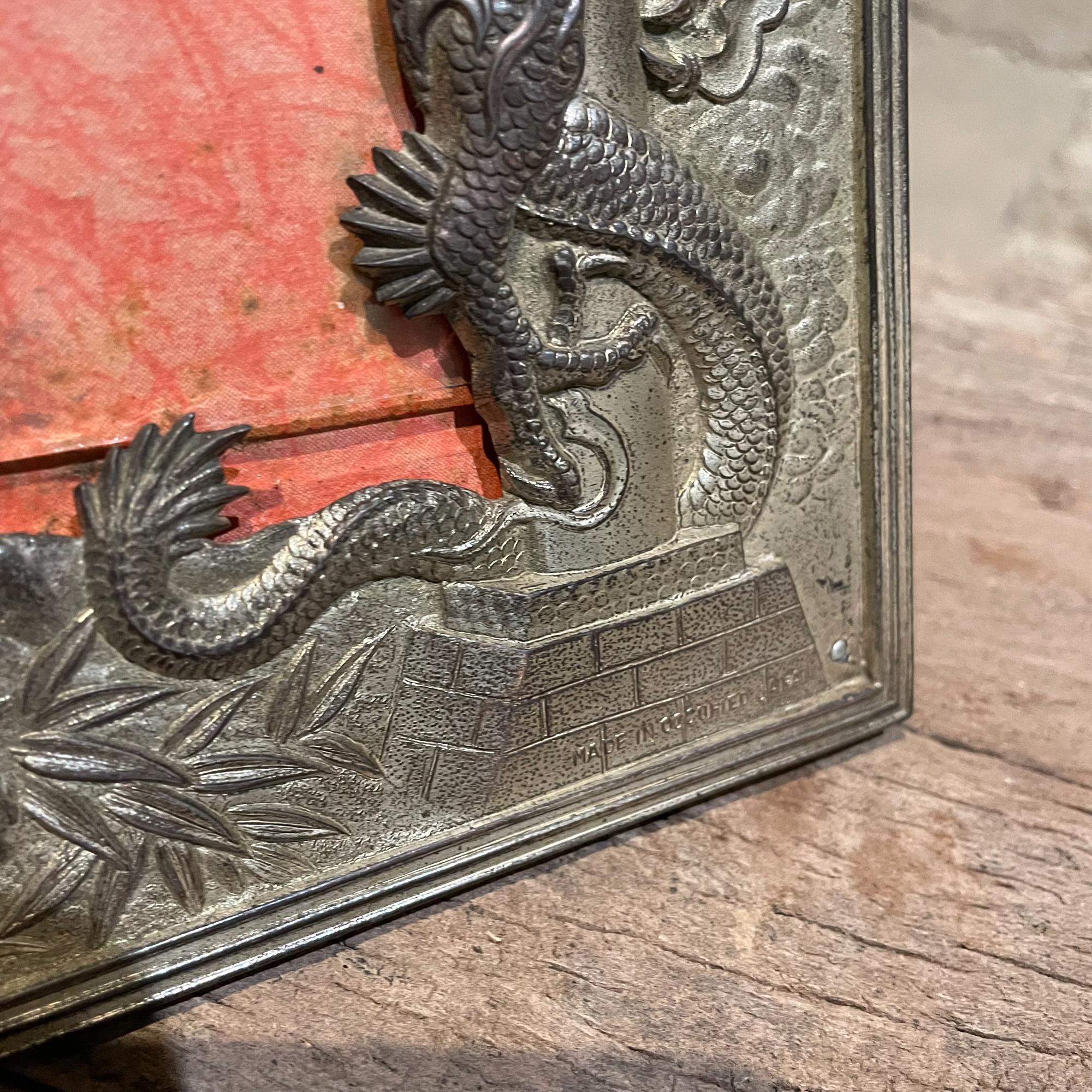 Antique Chinese Export Silver Picture Frame Serpent Dragon Design, 1940s 1