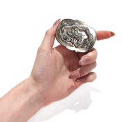 Antique Chinese Export Silver Repousse Box with Dragon by Luen Wo