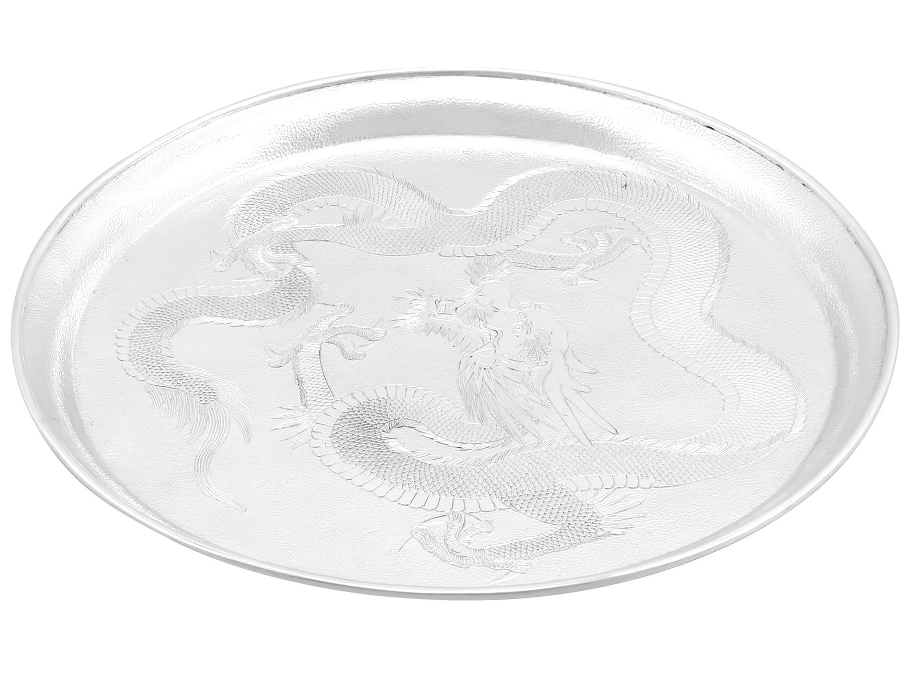 Late 19th Century Antique Chinese Export Silver Salver Circa 1890
