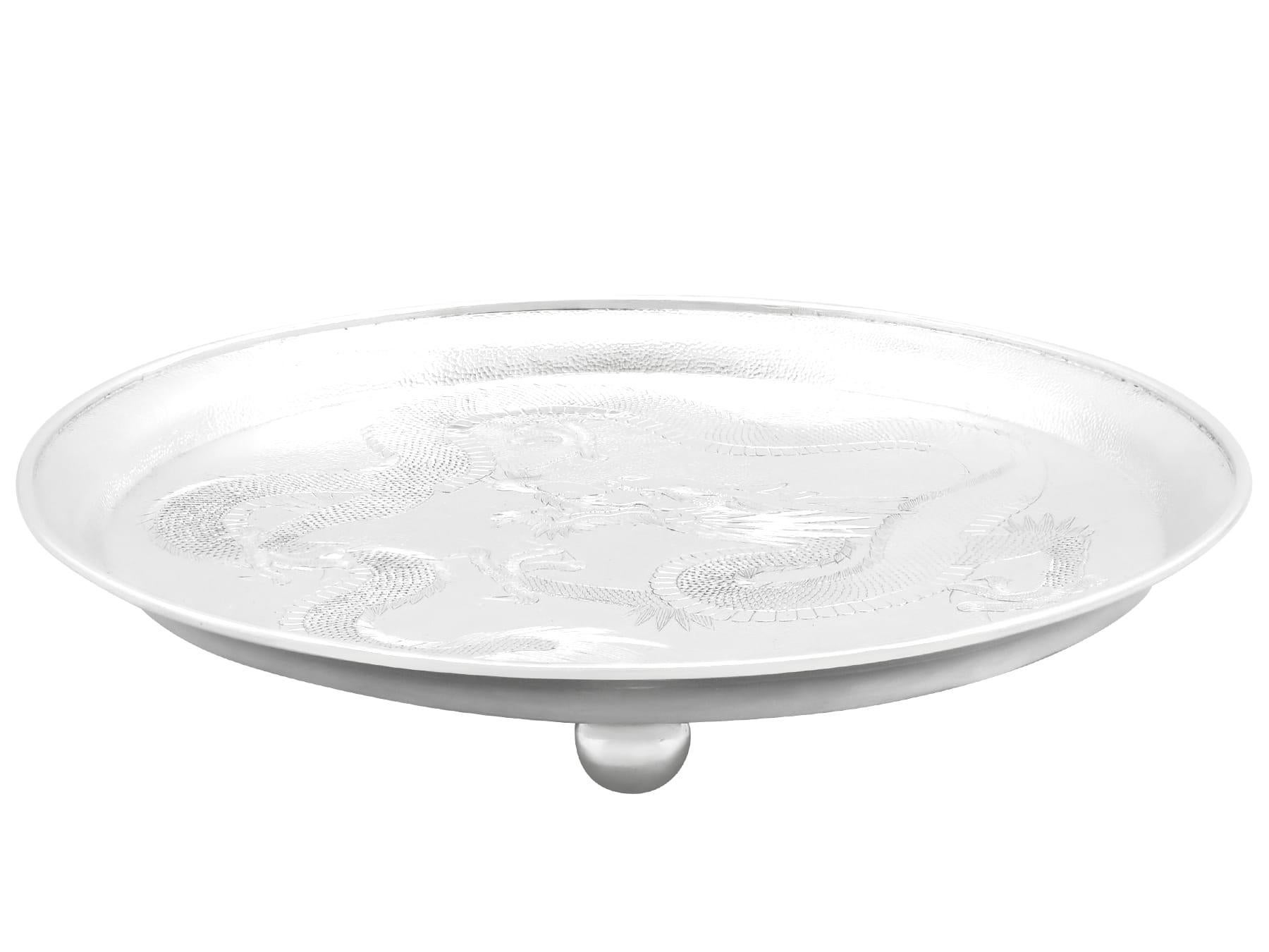 Antique Chinese Export Silver Salver Circa 1890 1