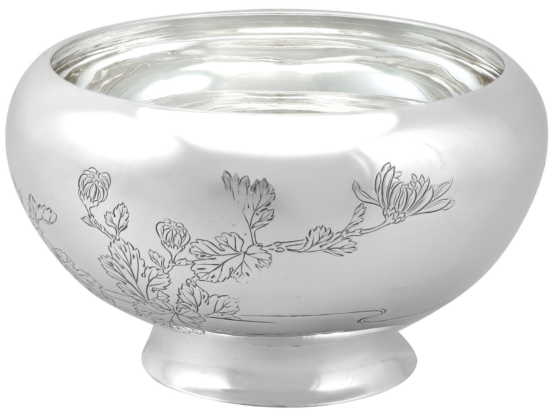 Chinese Export Antique Japanese Silver Serving Bowl For Sale