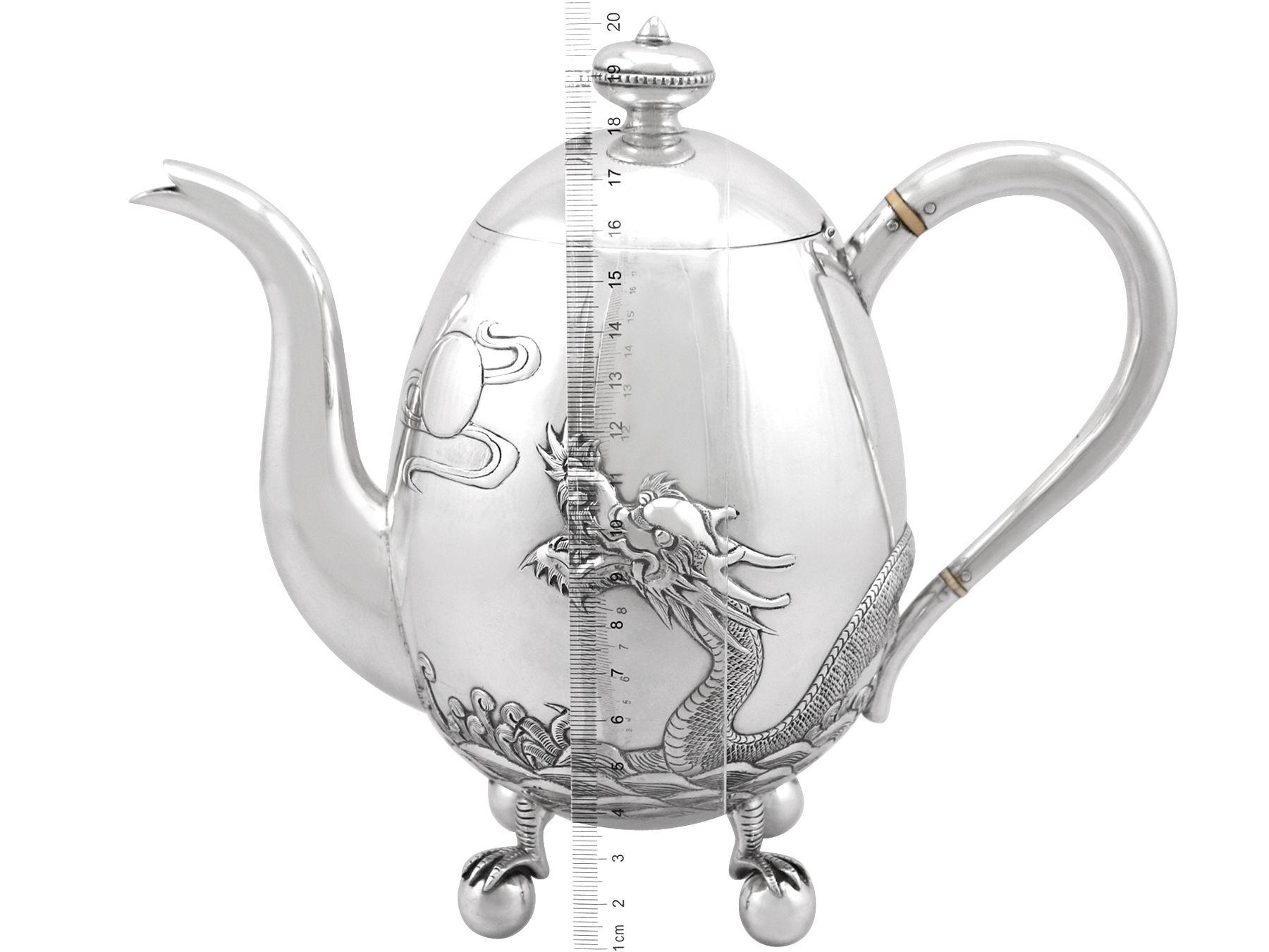 Antikes chinesisches dreiteiliges Teeservice aus Silber für den Export im Angebot 9