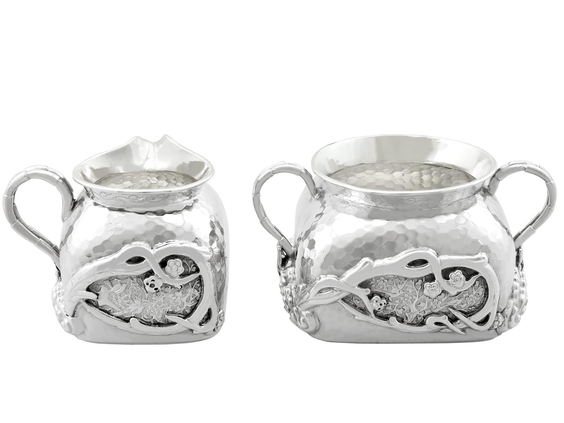 Antique Chinese Export Silver Three Piece Tea Service Circa 1930 For Sale 8
