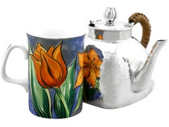 Antico servizio da tè in tre pezzi in argento da esportazione cinese