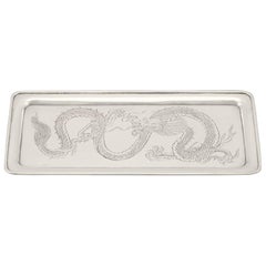 Antique Chinese Export Silver Tray, Circa 1890