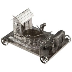 Antique Chinese Export Solid Silver Cased Novelty Condiment Set, circa 1890