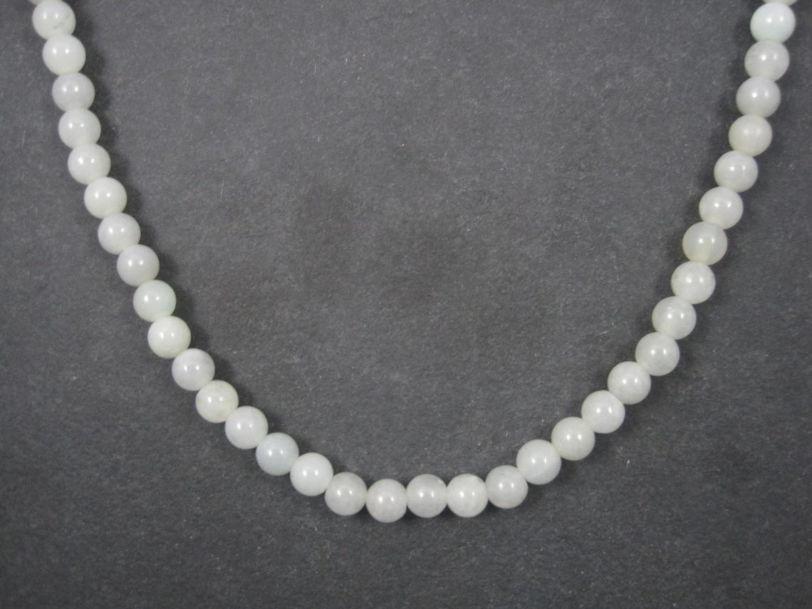 Art Deco Antique Chinese Export White Jade Necklace 25 Inches For Sale