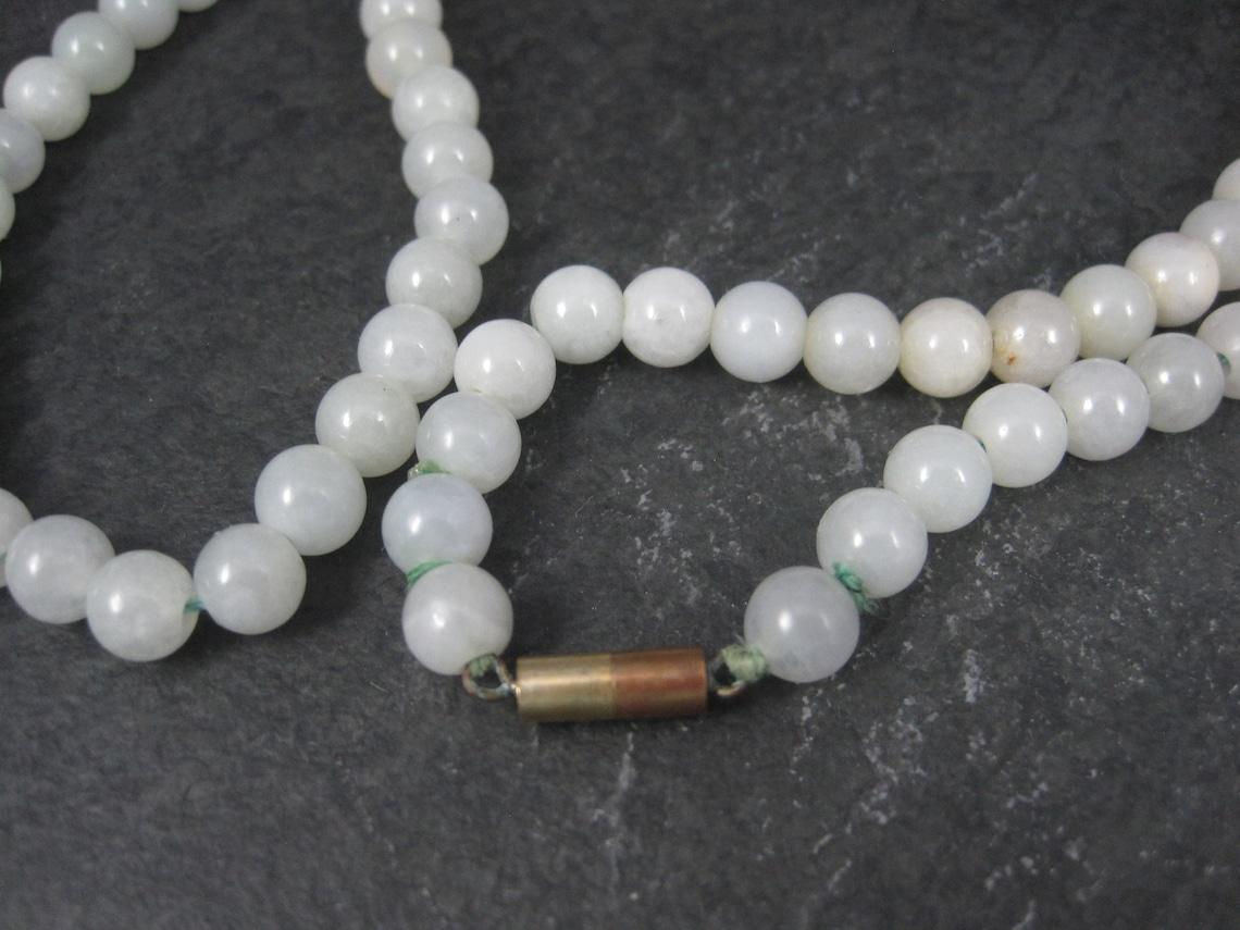 Antique Chinese Export White Jade Necklace 25 Inches In Good Condition For Sale In Webster, SD