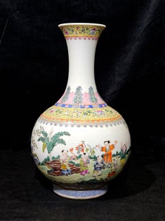 Antique Chinese Famille Rose Bottle Form Vase 20th Century