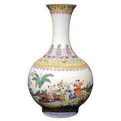 Antique Chinese Famille Rose Bottle Form Vase 19th/early 20th Century