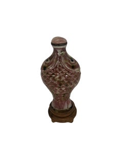 Antique Chinese Famille Rose Double Fish Enameled Decorated Snuff Bottle