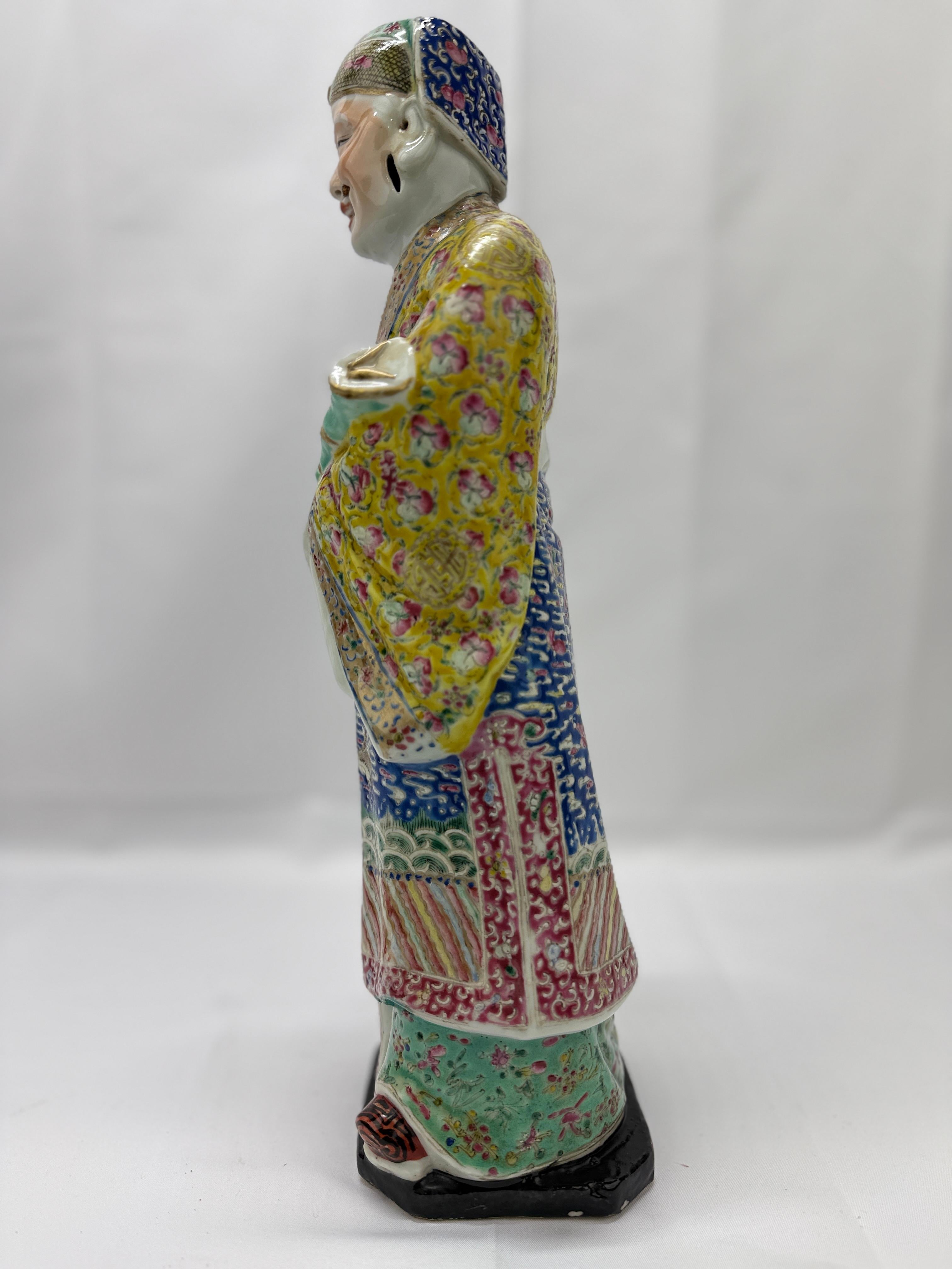 20th Century Antique Chinese Famille Rose / Jaune Porcelain Figure - Marked For Sale