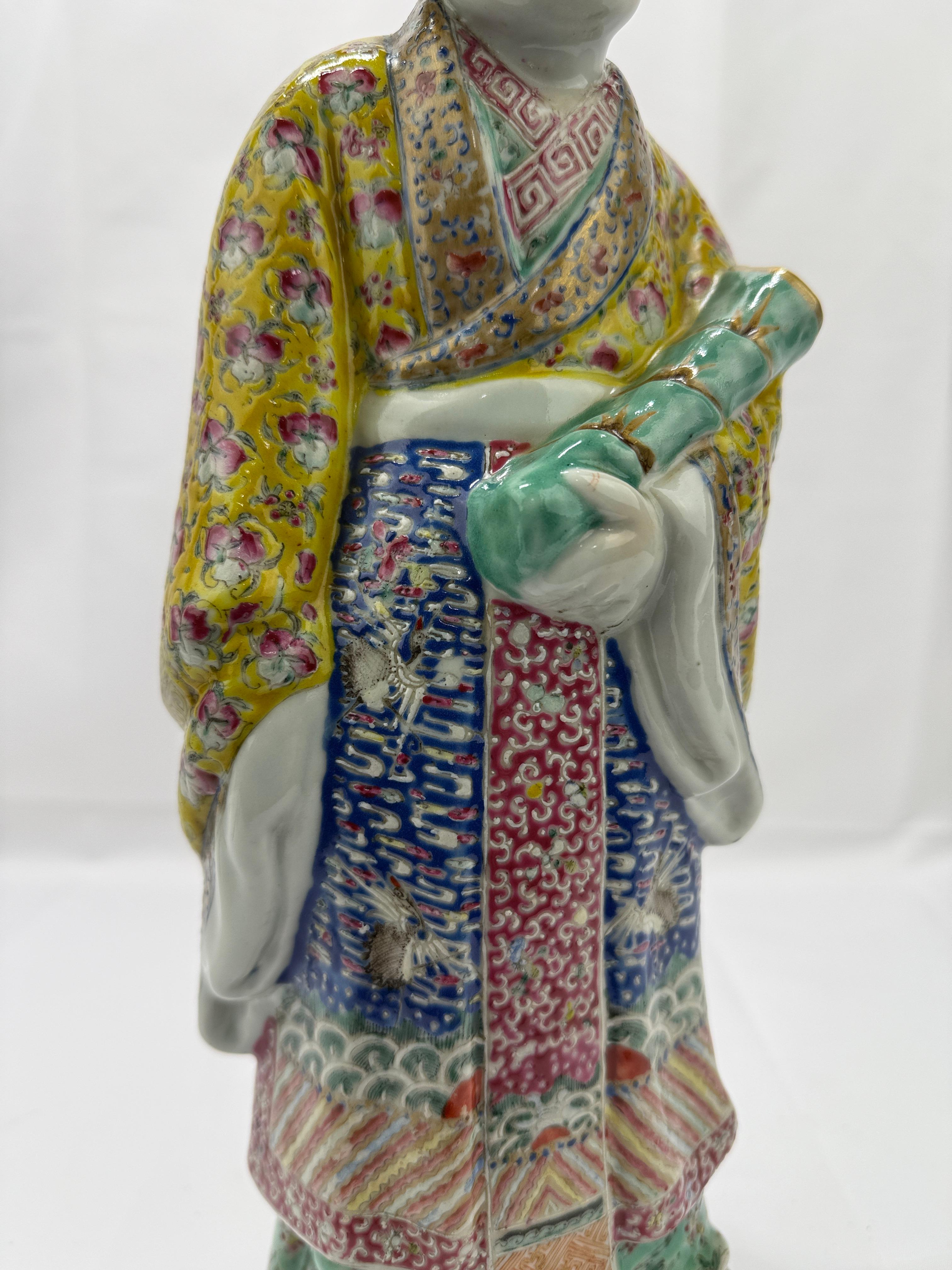 Enamel Antique Chinese Famille Rose / Jaune Porcelain Figure - Marked For Sale