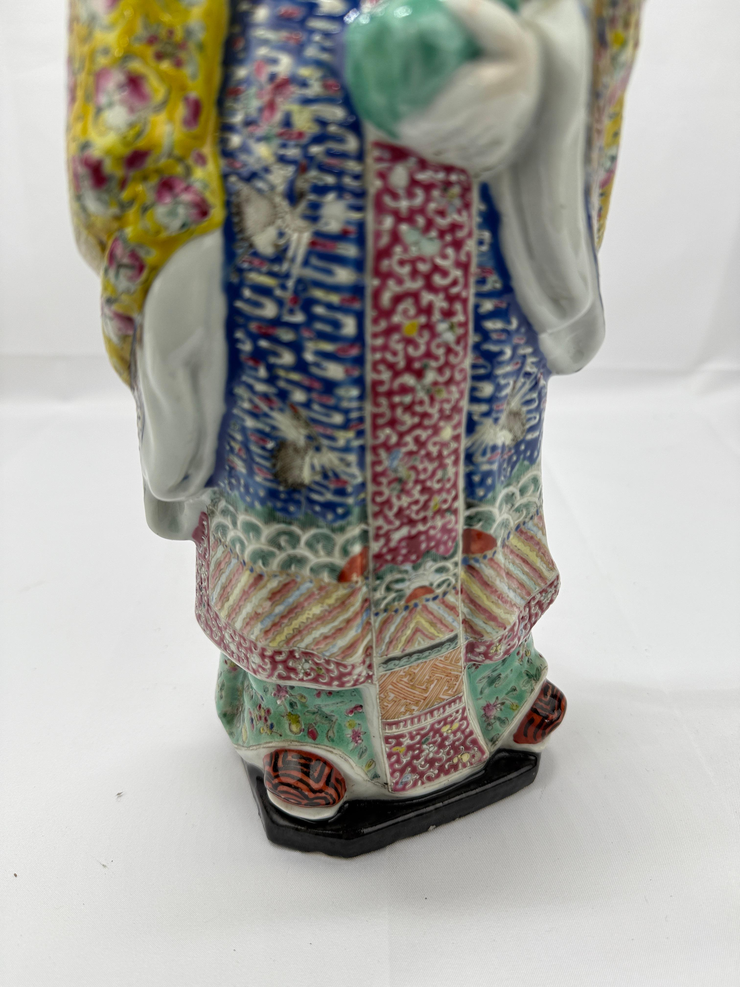 Antique Chinese Famille Rose / Jaune Porcelain Figure - Marked For Sale 2