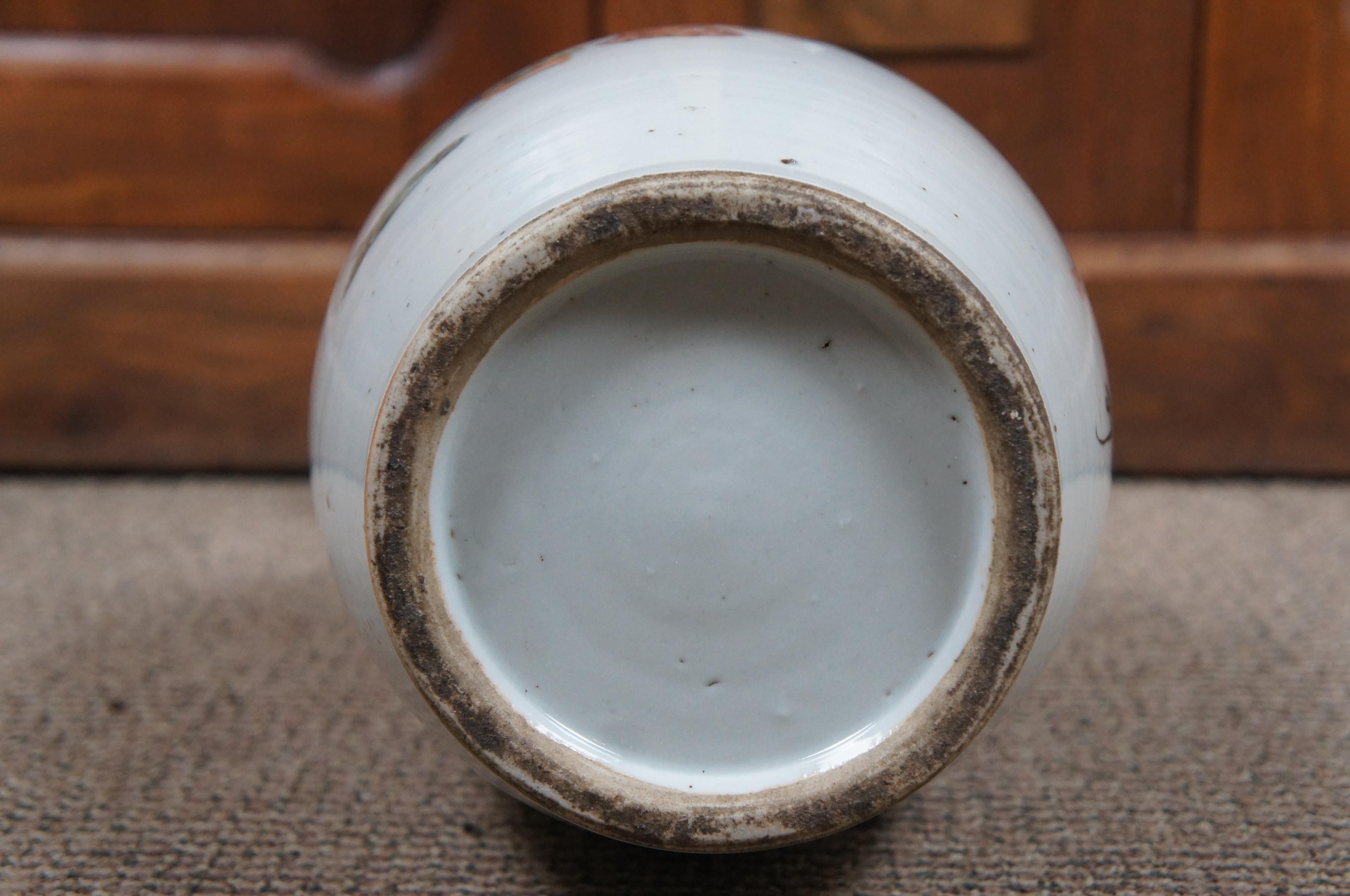 Antique Chinese Famille Rose Polychrome Porcelain Calligraphy Floor Vase Urn For Sale 1